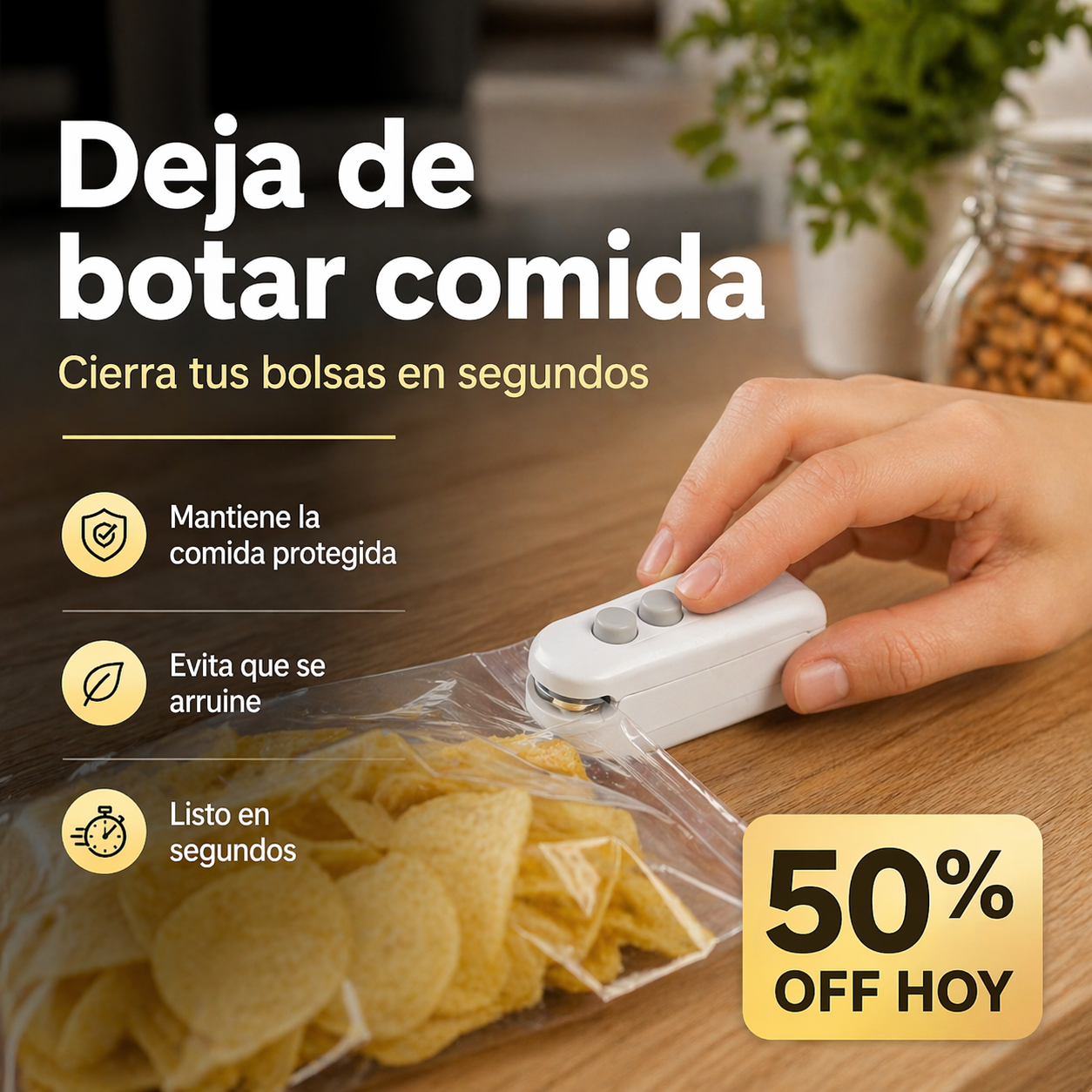 Mini sellador de bolsas que sella en segundos y evita que tus alimentos se arruinen