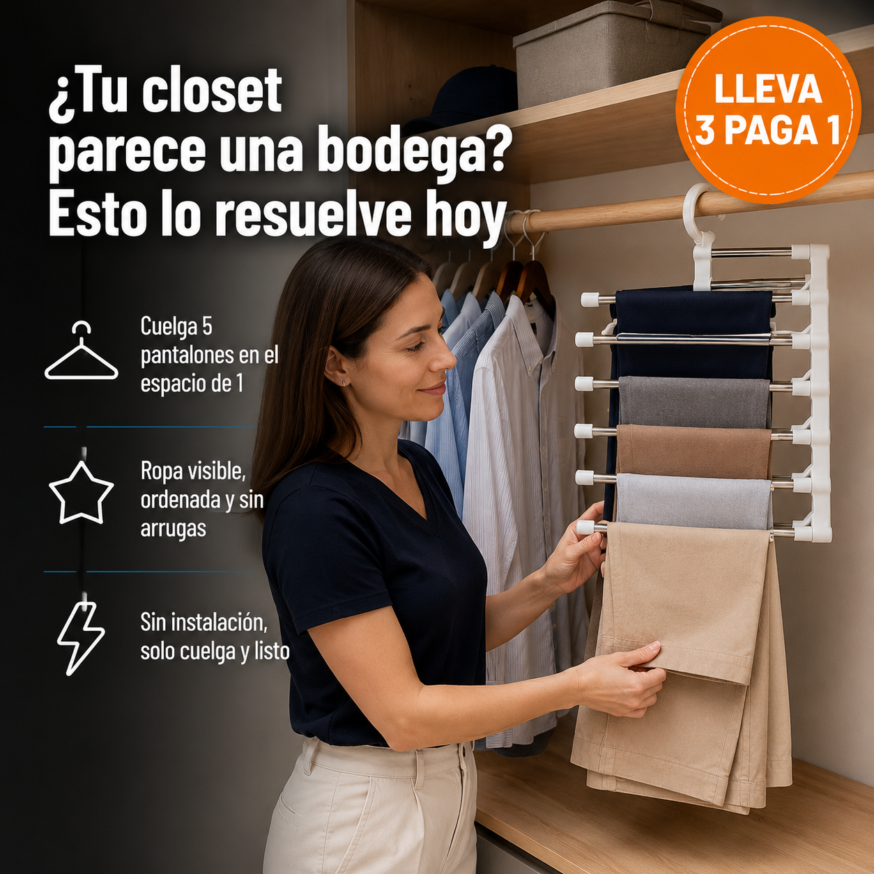 OptiHang™ Pro — El Perchero que Ordena tu Closet en Segundos.