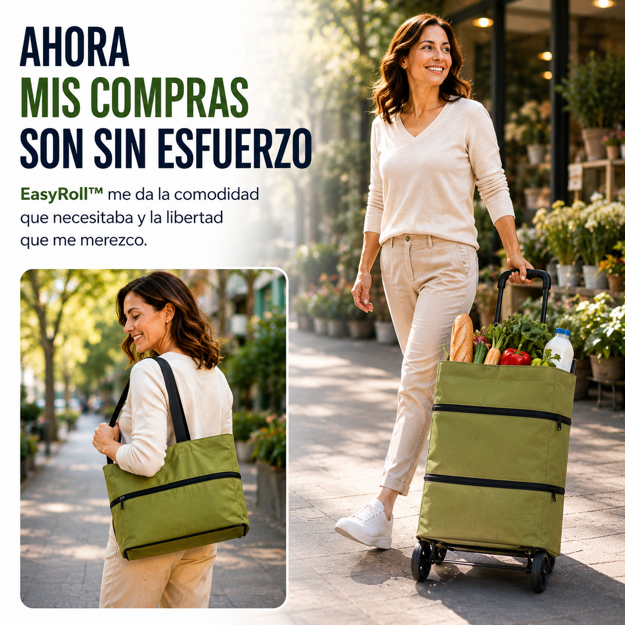 EasyRoll™ | Bolso Plegable con Ruedas 2 en 1