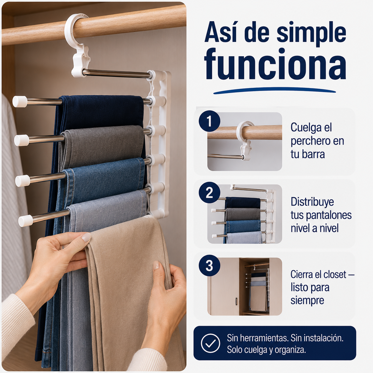 OptiHang™ Pro — El Perchero que Ordena tu Closet en Segundos.
