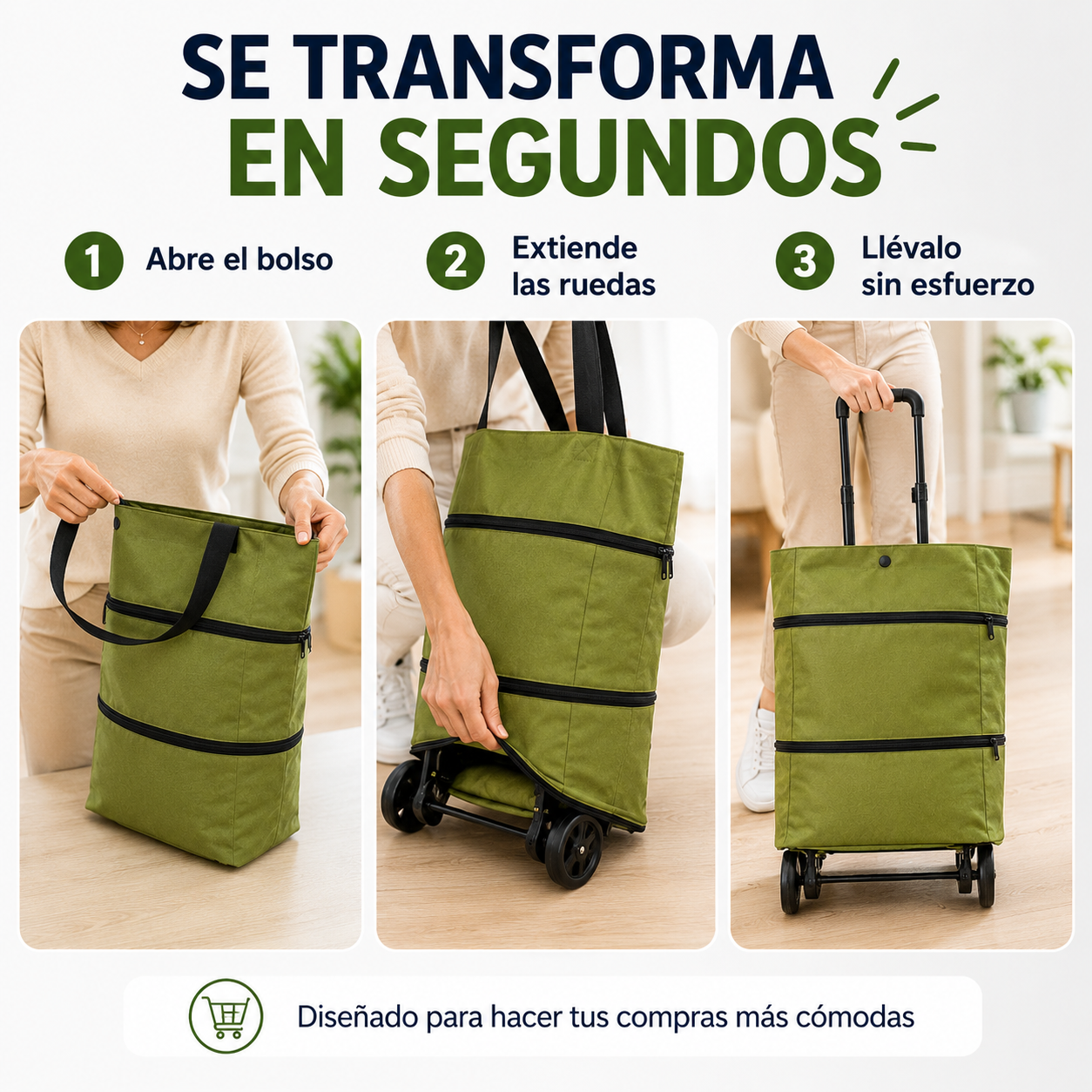 EasyRoll™ | Bolso Plegable con Ruedas 2 en 1