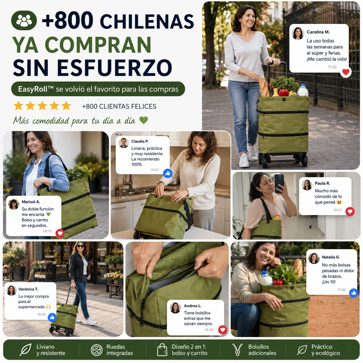 EasyRoll™ | Bolso Plegable con Ruedas 2 en 1