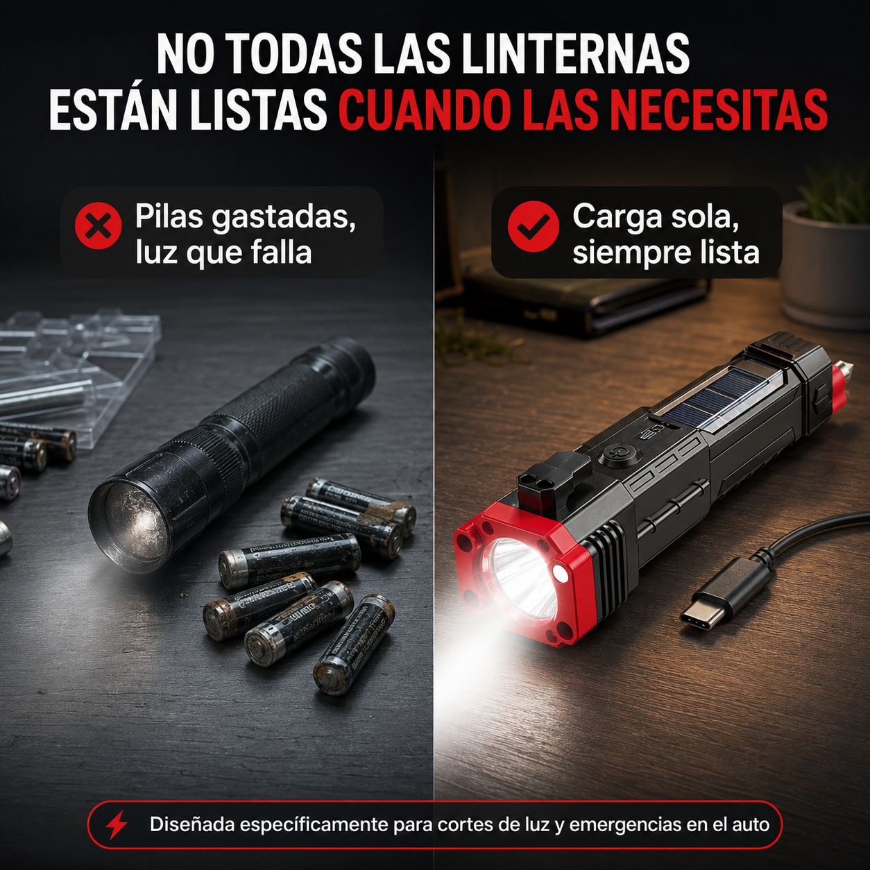 TacLight Pro — La linterna que salva tu auto y no te deja a oscuras en casa