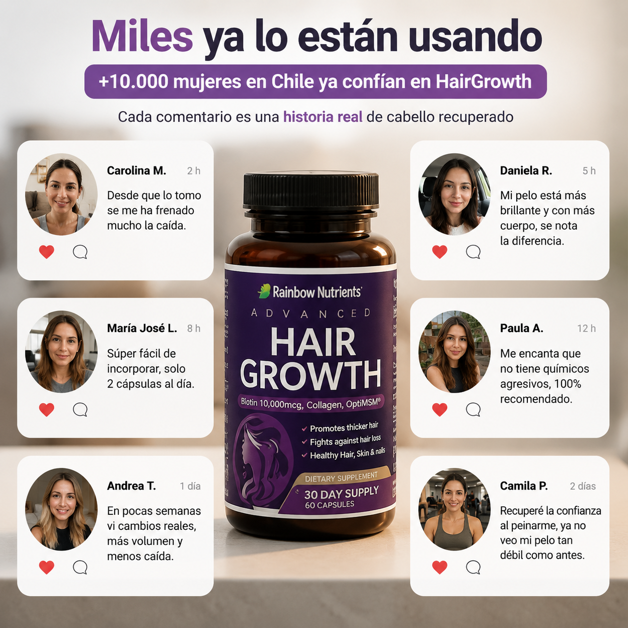 HairGrowth Pro — Frena la caída y recupera un cabello más fuerte desde la raíz