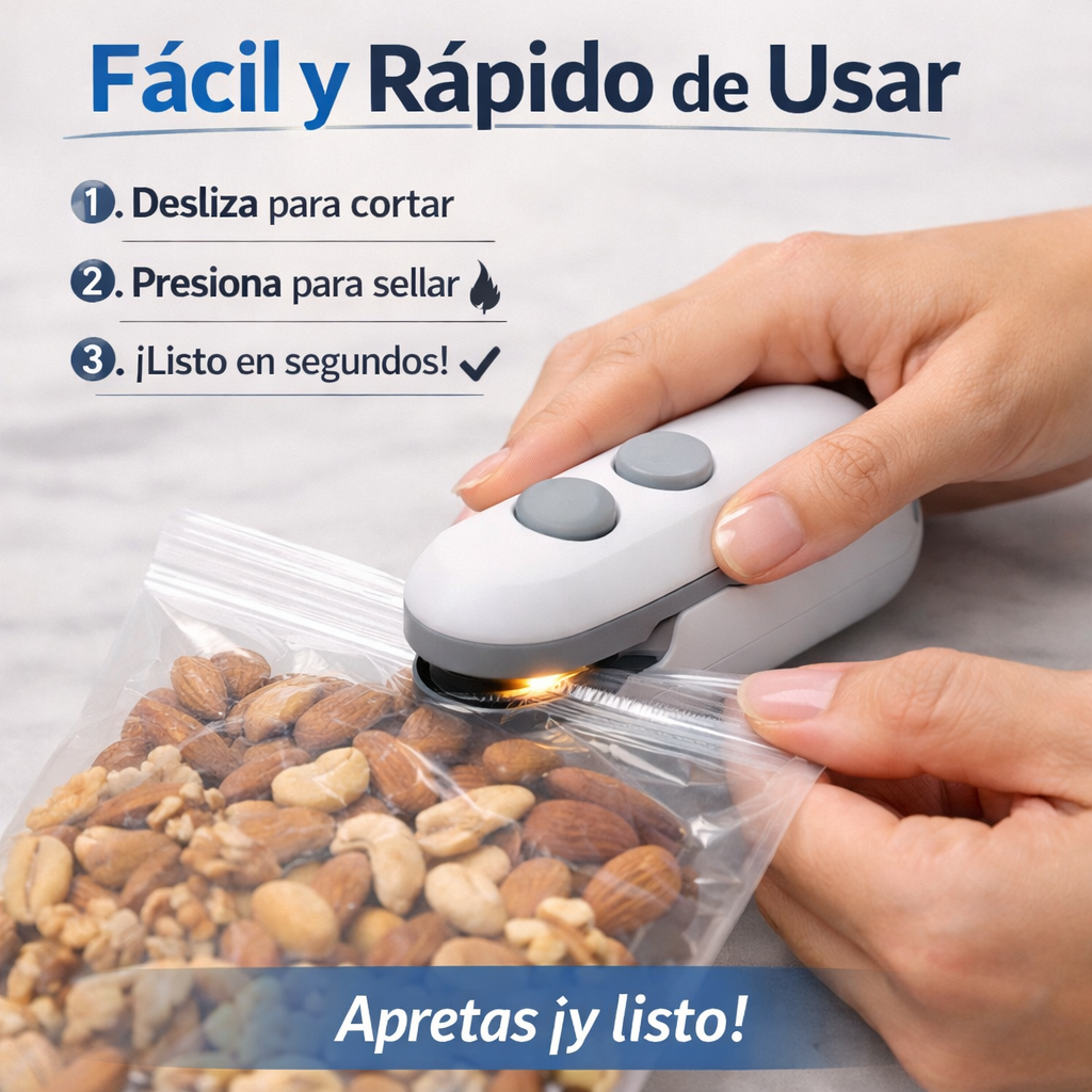 Mini sellador de bolsas que sella en segundos y evita que tus alimentos se arruinen