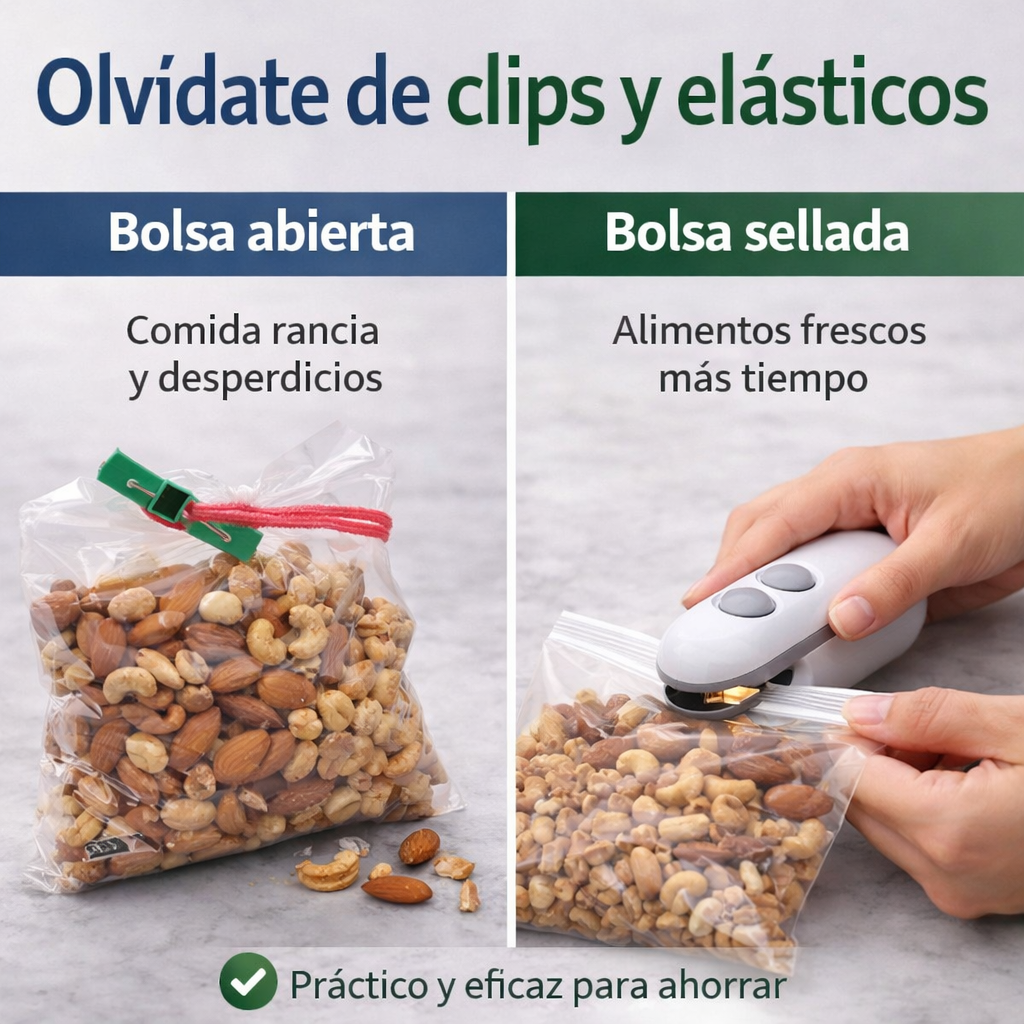 Mini sellador de bolsas que sella en segundos y evita que tus alimentos se arruinen
